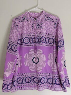 Point Sur Silk Lilac Floral Print Shirt XS